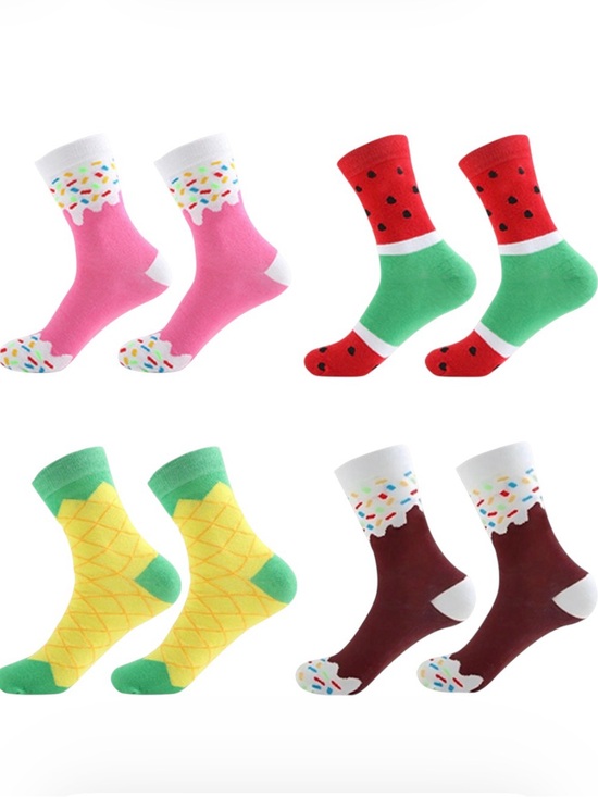Accessories - 4PK Novelty Fruit & Dessert Crew Socks NIP BUY NOW PRICE